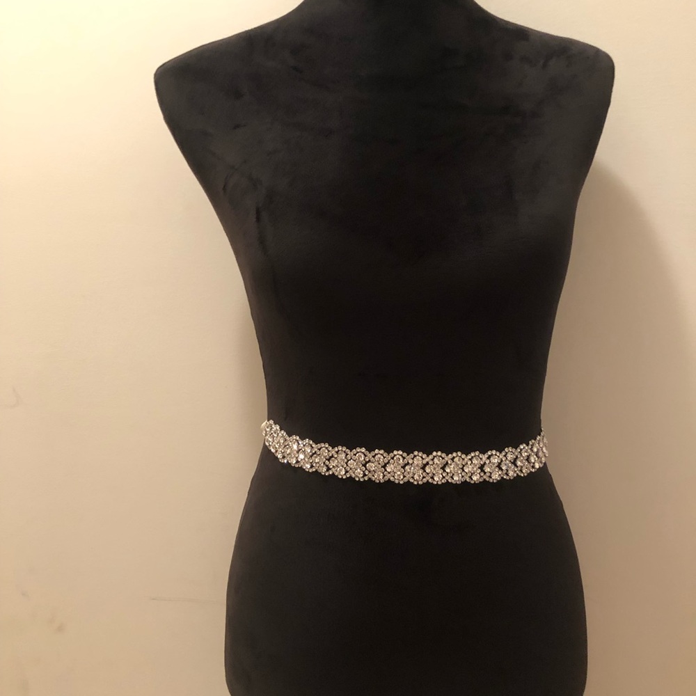 Crystal Bridal belt with changeable ivory ribbon